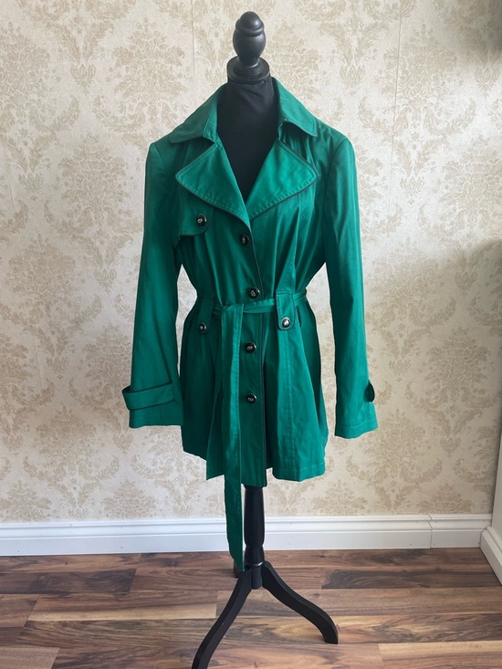 cleo Jackets & Blazers - Cleo Emerald Green Belted Trench Coat
